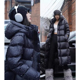 Fashionkova Christmas outfit Black Down Jacket Women Hooded Coat Keep Thickening Warm Fashion Streetwear Duck Down Feather Female 2024 Winter Long Outwear