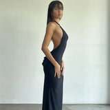 Fashionkova Dark Temptress Backless Maxi Dress