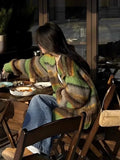 Fashionkova New Fashion Grunge Striped Women Knitwear 2024 Streetwear All Match Loose Y2k Aesthetic Sweaters Casual Vintage Cardigans Autumn