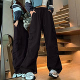 Fashionkova Y2K Cargo Pants Women Harajuku Oversized Sweatpants Black Pockets Wide Leg Joggers Streetwear High Waist Baggy Sports Trousers