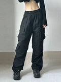 Fashionkova HOUZHOU Harajuku Oversized Cargo Parachute Pants Women Streetwear Vintage Y2k Hip Hop Wide Leg Joggers Baggy Sweatpants Techwear