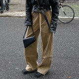 Fashionkova QWEEK Vintage Brown Corduroy Pants Woman Harajuku Baggy Basic Korean Fashion Casual Trousers America Retro Wide Pantalone Winter