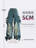 Fashionkova Women Blue Cargo Jeans Baggy Vintage 90s Aesthetic High Waist Cowboy Pants Harajuku Denim Trousers Y2k Trashy 2000s Clothes 2024