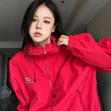 Fashionkova Christmas Gift Outfit  Harajuku Women Jacket Hooded Y2K Streetwear Oversized Coats Autumn Vintage Loose Leisure Long Sleeve Trend Zipper Outwear