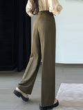 Fashionkova High Waist Wide Leg Pants Women New Arrival 2023 Autumn Korean Style Solid Color All-match Office Lady Elegant Trousers W1359