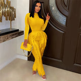 Fashionkova Christmas gift Christmas outfit Elegant 2 Piece Sets Women Outfit 2024 Autumn Winter Long Sleeve Bodysuit Top and Tassel Pants Matching Sets Conjuntos Femininos