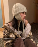 Fashionkova Christmas Gift Outfit  Knitted Beanies Hats for Women Winter Warm Knit Balaclava Skullies Hat Outdoor Female Windproof Ski Ear Protection Caps Bonnet