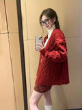 Fashionkova Christmas outfit Christmas Sweater Jacket Soft and Sticky Knitted Cardigan Women's New Niche Lazy College Style Knitted Top