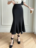 Fashionkova High Waist Mermaid Skirts Women New Arrival 2024 Korean Style Solid Color Office Ladies Elegant Slim Long Skirt
