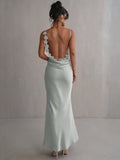 Fashionkova Petal Flow Backless Maxi Dress