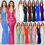 Women Fishtail Dresses Sexy Hanging Neck Long Evening Dresses Fashion Luxury Summer Elegant Party Cocktail Dresses HY68