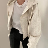 Fashionkova Casual Hood Sweatshirt Women Y2K Zip Up Hoodies Solid Harajuku Long Sleeve Shirt Oversized Crop Tops Female Loose Jackets Coat