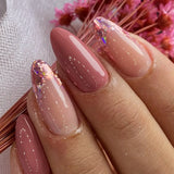 Fashionkova 24pcs French False Nails Almond Head Summer Style Glitter Design Fake Nail Patch Full Cover Wearable Women Press on Nail Tips