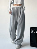 Fashionkova HOUZHOU Wide Leg Sweatpants for Women Sport Pants Casual Sportswear Oversize Gray Trousers Gym Female Korean Streetwear