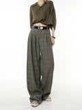 Fashionkova Vintage Plaid Wide-Leg Pants