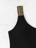 Fashionkova Christmas Gift 2024 Metal Chain Shoulder Swimsuit Women One Piece Hollow Out Swimwear Female Bodysuit Bathing Swimming Suit Bathers Beachwear