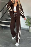 Fashionkova Y2K Striped Zipper Coat+sweatpants Two Piece Set Women Casual Batwing Sleeve Sports Jacket Outfits Autumn Winter Sweatshirt Suit