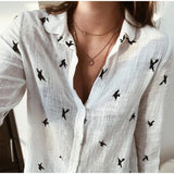 Fashionkova Fashion Women's Print Shirt Women's Long Sleeve Top Cotton Office 2024 Spring Summer Casual Loose Top Large 5XL