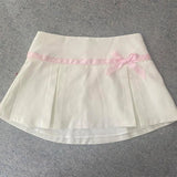 FashionKova-Fairy Aesthetic Kawaii Fashion Short Skirt Emo Girl Harajuku Women Bottoms Sweet Bow Decoration Y2K White Casual cute Sexy skirt