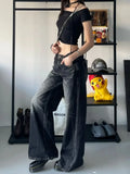 Fashionkova  Grunge Y2k Black Jeans Women Baggy Vintage High Street Oversized Denim Trousers Gothic Gyaru 2000s Acubi Fashion Jeans