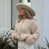 Fashionkova Twist Knitted Cardigan Women Thick Long Sleeve Elegant Solid Casual Sweater 2024 Autumn Loose Short Chic Outwear Coat Tops