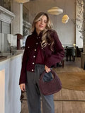 Fashionkova Christmas gift Christmas outfit Autumn Elegant O Neck Long Sleeve Coat Female Fashion Single Breasted Pocket Jackets 2024 New Winter Office Lady Street Overcoat