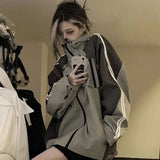 Fashionkova Christmas Gift Outfit  Streetwear Techwear Jacket Women Windbreaker Vintage Anorak Harajuku Oversize Zipper Hooded Korean Reviews Many Clothes