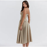 Fashionkova Parisians Low Cut Pleated A Line Dress