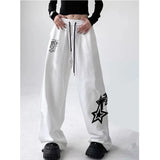 Fashionkova Letter Star Print Design Sweatpants Women American Street Style Wide Leg Pants Women Spring Summer Trendy 2024 Long Trousers