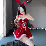 Fashionkova Christmas outfit Sexy Christmas Party Dress Sweet Bunny Girl Costume Sexy Lingeries Cosplay New Year Maid Role Play Uniform Party Stage Costume
