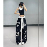 Fashionkova Casual quick drying drawstring work pants for women in summer  thin dopamine outfit  parachute  wide leg  floor length pants