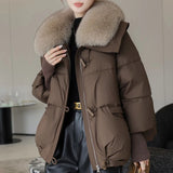 Fashionkova Christmas Gift outfit Women's New Fur-collar Cotton Padded Coats Fashion Thick Warm Outwear Top Parkas Windproof Casual Down Jacket Ladies Winter 2025