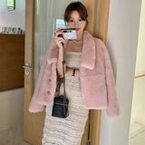 Fashionkova Christmas Gift outfit Gagaok Fur Coat Women Autumn Winter Clothes Korean Fashion Mink Lamb Turn-down Collar Warm Coats Femme Gentle Simple Jacket