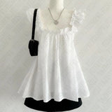 FashionKova-Emo Girl Gothic Punk Rock Aesthetic Women's Crop Top Sexy Slim Chic Solid Color Lace Camisole Tops Harajuku Retro Y2K Streetwear