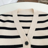 FashionKova Soft  Autumn Women Cardigans Vintage Striped Single Breasted Knitted Sweater Casual  Slim Lady Pullover Outerwear Chic Knitwear