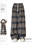 Fashionkova Women's Plaid Baggy Sweatpants Harajuku Streetwear Fashion Aesthetic Pants Retro 2000s Vintage Oversize Wide Leg Trouser Clothes