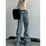 Fashionkova 2024 Blue Women Jeans High Waist Vintage Straight Baggy Denim Pants Streetwear Y2K American Style Fashion Wide Leg Denim Trouser