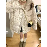 Fashionkova Christmas Gift outfit Gagaok Winter Coat Korean Fashion Parkas Sweet Floral Printed Stand Collar Warm Jackets Female Gentle Ropa De Invierno Mujer