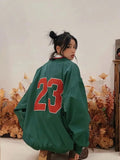 ADAgirl American Retro Embroidery Baseball Hoodies Women Preppy Style Sports Long Sleeve Sweatshirts Y2k Casual Kpop Loose Tops