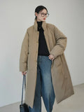 Fashionkova Christmas Gift outfit Long Parkas Winter Women Clothing Windproof Outerwear Warm Thick Cotton-padded Jacket Single-breasted Cold Coat Warm Jacket