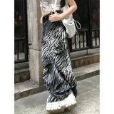 2024 Women's Casual Zebra print Gothic Jeans Vintage Aesthetic Emo Loose Washed Pants Y2K Wide Leg Punk Baggy Denim Trouser