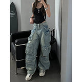 Fashionkova Blue Women Jeans Streetwear Vintage Fashion High Waisted Wide Leg Jean Female Trouser 2024 NEW Hip Hop Baggy Denim Pants