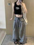 Fashionkova  Sweet Black Women Plaid Pants Coquette Japanese Style Cute Wide Leg Trousers Harajuku Kawaii Palazzo Pants Vintage Y2k