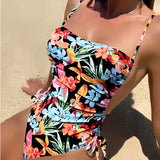 Fashionkova Christmas Gift 2024 Floral String One Piece Swimsuit Backless Sexy Swimwear Women Bathing Suit Female Swimming Summer Beachwear Bodysuit