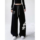 Fashionkova Letter Star Print Design Sweatpants Women American Street Style Wide Leg Pants Women Spring Summer Trendy 2024 Long Trousers