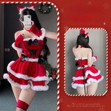 Fashionkova Christmas outfit Women's Sexy Lingerie Christmas Dress Cosplay Costume for Plush Santa Claus Clothing Sets New Year Xmas Party Costumes New