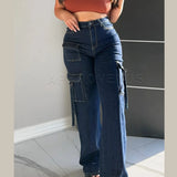 Fashionkova 2024 Women High Waist Lifted Jeans Extremely Slim Waist to Hip Ratio Trousers Jean Straight Pocket Design Overalls Casual Pants