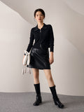 Fashionkova All-match Leather Half length Skirt For Women 2023 Autumn New Style Skirt High Waist  A-line Short Skirt For Female