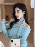 Fashionkova Christmas Gift outfit Gagaok Hotsweet Pullover Sweater Women French Fashion Slash Neck Knitted Pull Femme Autumn Winter Clothes Long Sleeve Top