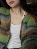 Fashionkova New Fashion Grunge Striped Women Knitwear 2024 Streetwear All Match Loose Y2k Aesthetic Sweaters Casual Vintage Cardigans Autumn